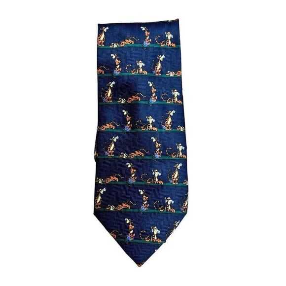 Disney  Tigger Necktie Blue Animal Print Men's One Size Official Merchandise - Picture 1 of 4